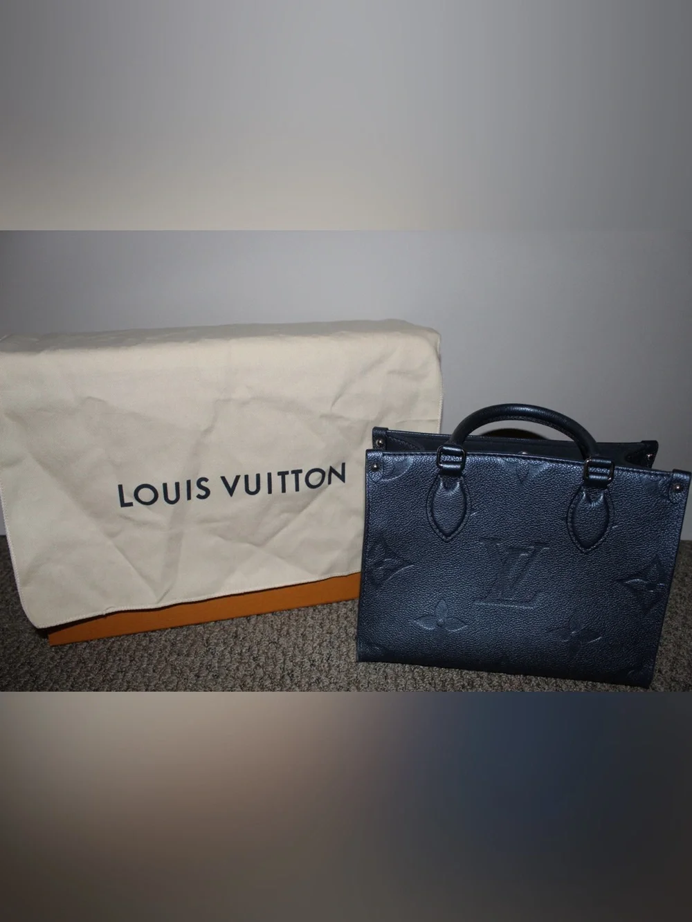 Louis Vuitton Navy Blue Monogram Empreinte Leather Tote (Rare and Authentic!)